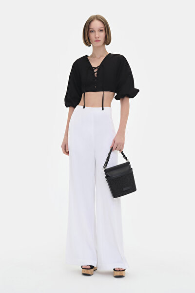BLACK V NECK SHORT SLEEVE BLOUSE 3