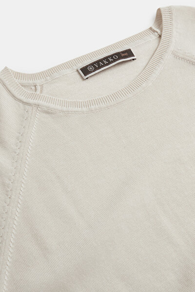 LIGHT YELLOW BASIC / ROUND NECKLINE TRICOT JERSEY 3