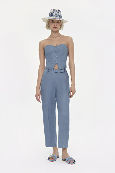 BLUE STRAPLESS SLEEVELESS BLOUSE 3