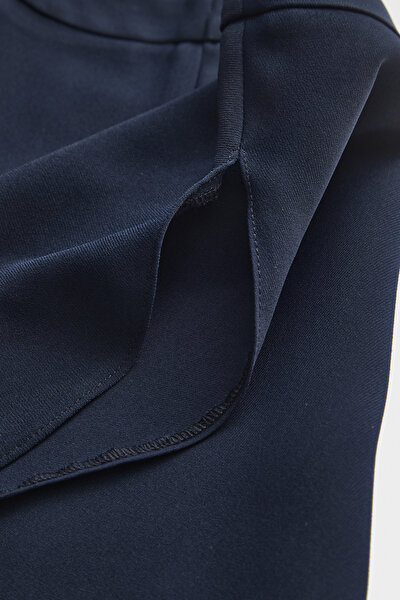 NAVY BLUE BASIC / ROUND NECKLINE SHORT SLEEVE BLOUSE 9