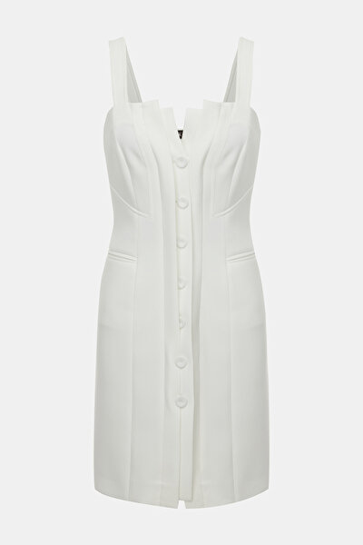 ECRU SLEEVELESS SUSPENDER ABOVE THE KNEE DRESS 5