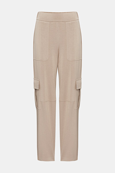 BEIGE STRAIGHT CUT SPORTS TROUSERS 4