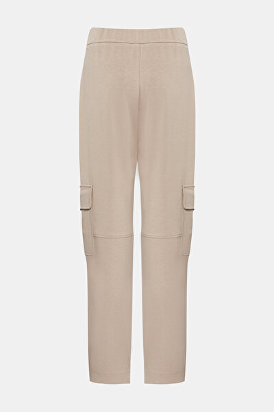 BEIGE STRAIGHT CUT SPORTS TROUSERS 5