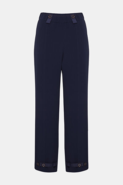NAVY BLUE WIDE LEG TROUSERS 4