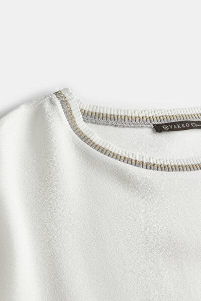 ECRU BASIC / ROUND NECKLINE LONG SLEEVE BLOUSE 3
