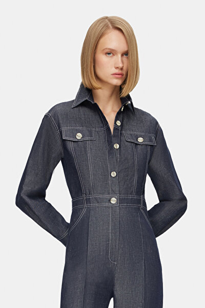 DARK NAVY BLUE LONG SLEEVE JUMPSUIT 3