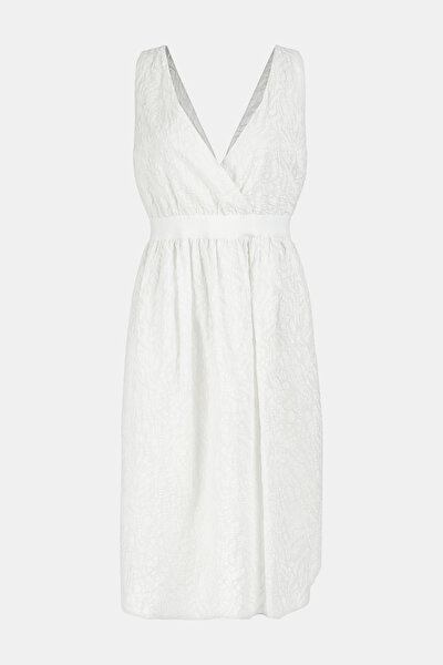 ECRU SLEEVELESS BELOW THE KNEE DRESS 5
