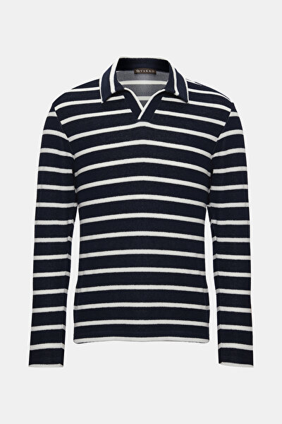 LACİVERT POLO YAKA UZUN KOLLU T-SHİRT 4