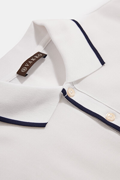 BEYAZ POLO YAKA KISA KOLLU T-SHIRT 3