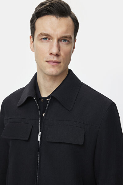 BLACK LINEN COAT 3