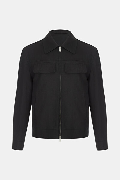 BLACK LINEN COAT 4