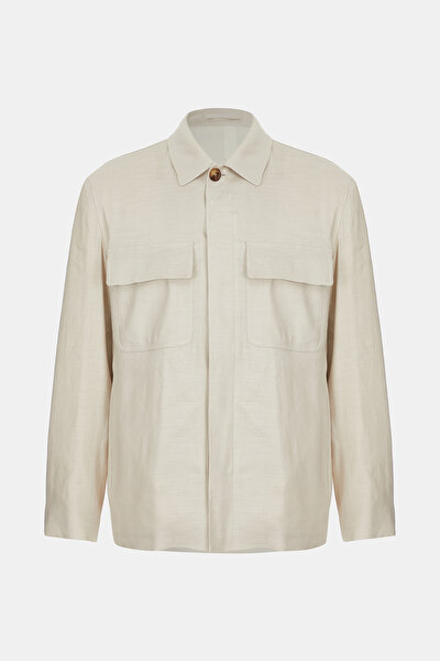 BEIGE LINEN VISCOSE COAT 4