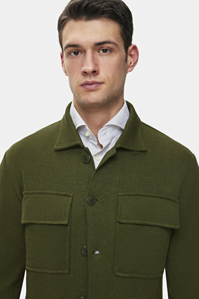 KHAKI LINEN COTTON COAT 4