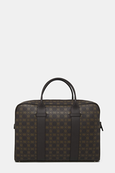 BEIGE MONOGRAM LEATHER BAG 4