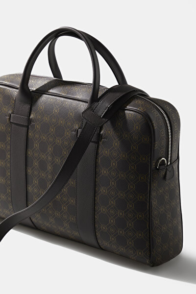 BEIGE MONOGRAM LEATHER BAG 5