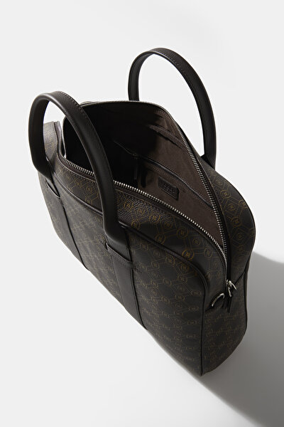 BEIGE MONOGRAM LEATHER BAG 8