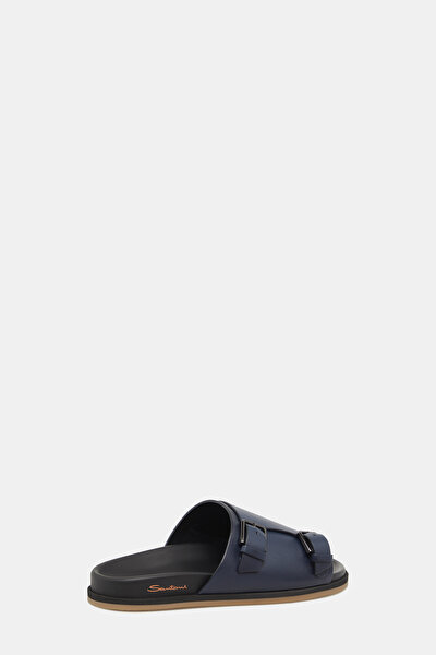 NAVY BLUE LEATHER SLIPPER 3