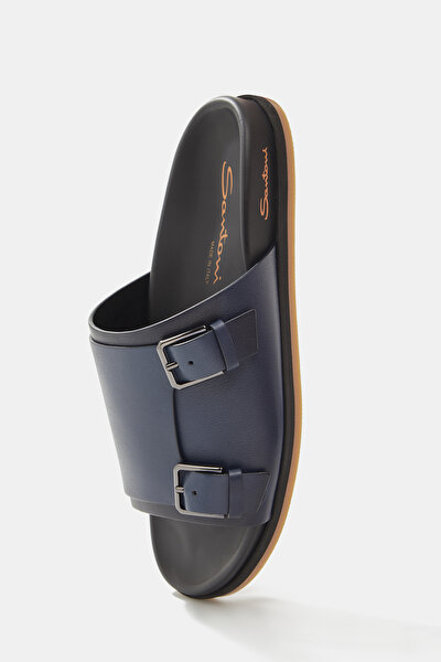 NAVY BLUE LEATHER SLIPPER 4