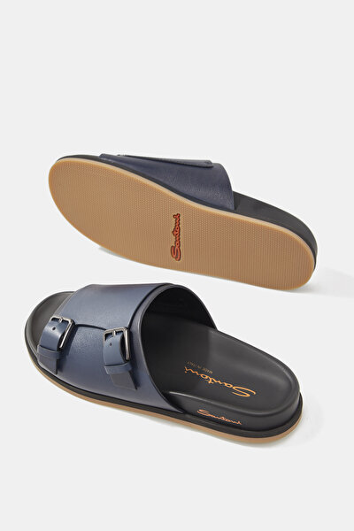 NAVY BLUE LEATHER SLIPPER 5
