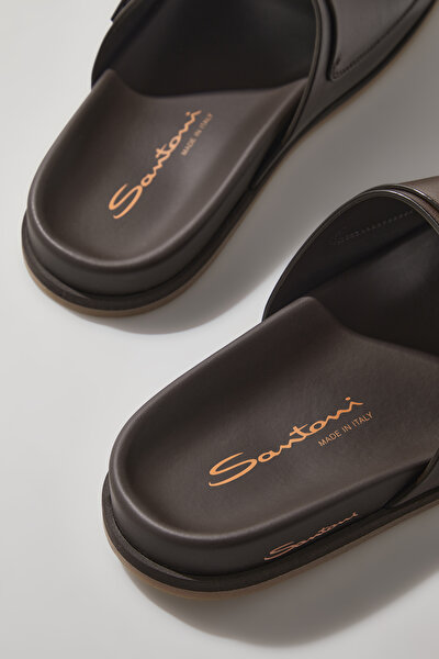 BROWN LEATHER SLIPPER 4