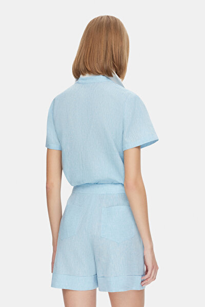 BLUE SHORT COTTON/LINEN BERMUDA 3