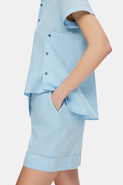 BLUE SHORT COTTON/LINEN BERMUDA 4