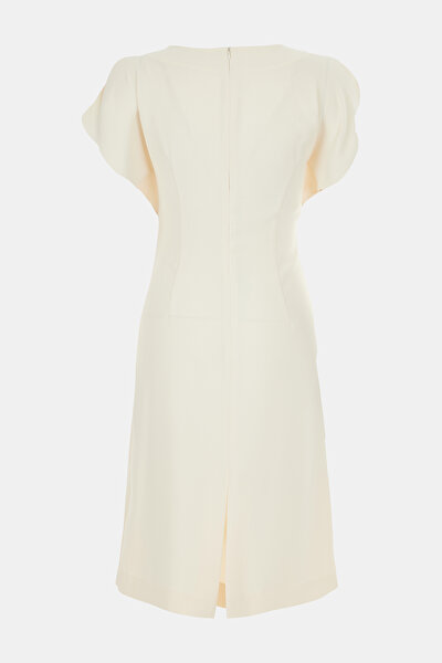 ECRU SHORT SLEEVE BELOW THE KNEE DRESS 5