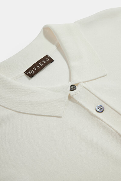 ECRU POLO NECK SHORT SLEEVE TSHIRT 3