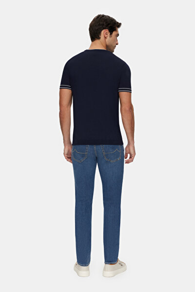 NAVY BLUE BASIC / ROUND NECKLINE TRICOT JERSEY 3
