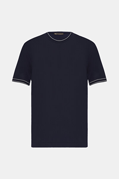 NAVY BLUE BASIC / ROUND NECKLINE TRICOT JERSEY 5