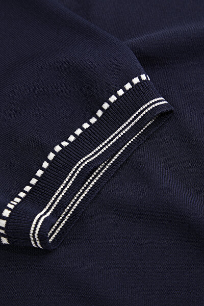 NAVY BLUE BASIC / ROUND NECKLINE TRICOT JERSEY 8