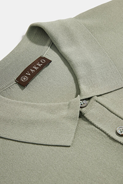 LIGHT GREEN POLO NECK SHORT SLEEVE TSHIRT 5