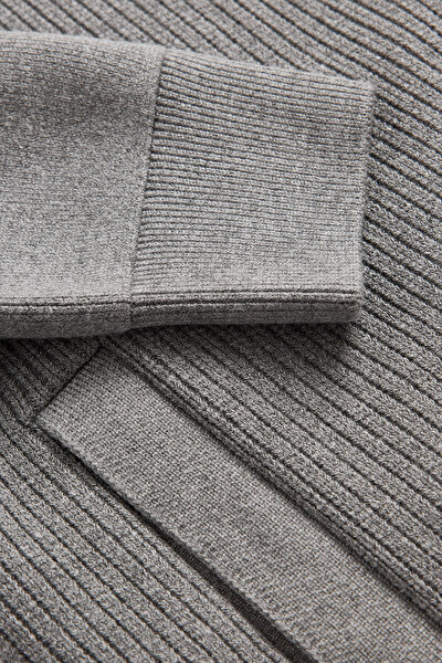 GRAY MELANGE TRICOT CARDIGAN 4