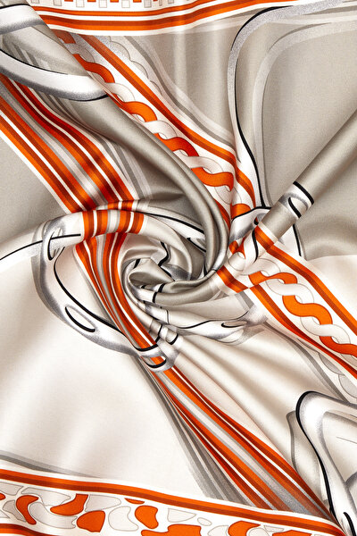 MINK GEOMETRIC DESIGN TWILL SCARF 3