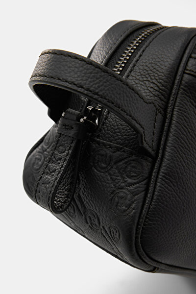 BLACK MONOGRAM LEATHER BAG 4