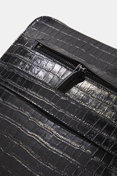 BLACK MONOGRAM LEATHER BAG 4