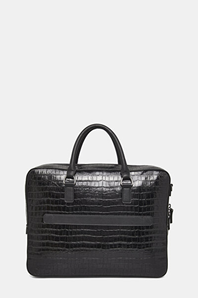 BLACK MONOGRAM LEATHER BAG 4