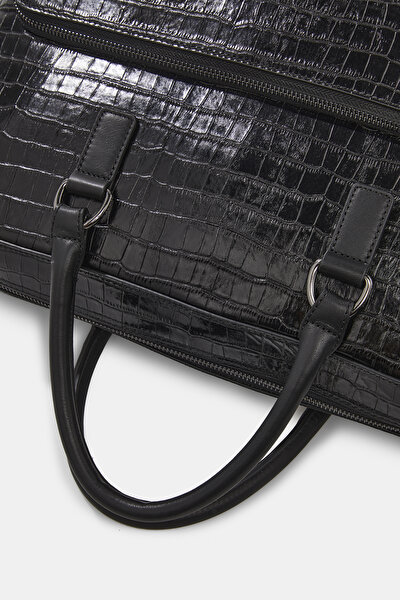 BLACK MONOGRAM LEATHER BAG 5