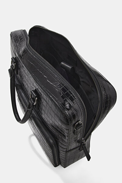 BLACK MONOGRAM LEATHER BAG 8