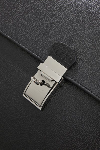 BLACK MONOGRAM LEATHER BAG 5