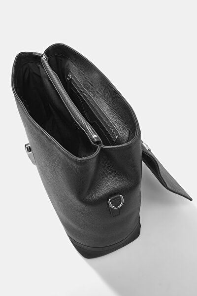 BLACK MONOGRAM LEATHER BAG 8