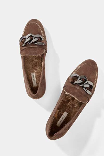 BROWN ECO FUR SHOE 5