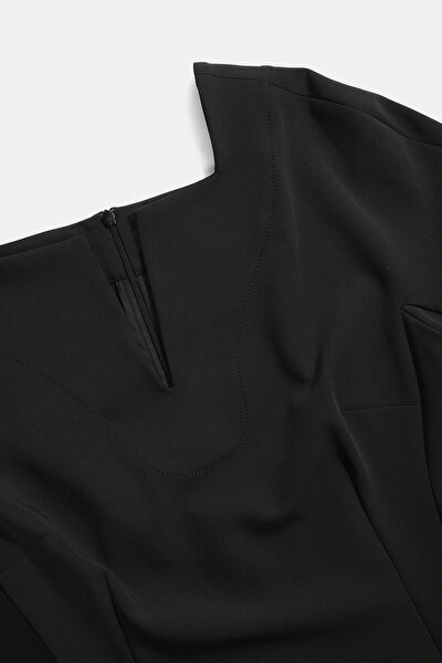 BLACK SHORT SLEEVE BELOW THE KNEE DRESS 3