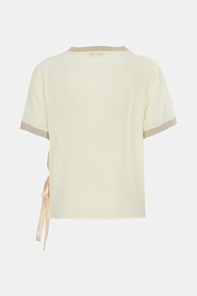 YELLOW BASIC / ROUND NECKLINE SHORT SLEEVE BLOUSE 5