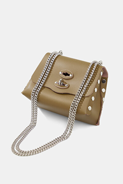 KHAKI LEATHER BAG 5