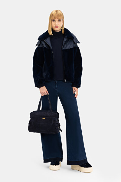 NAVY BLUE SUEDE BAG 4
