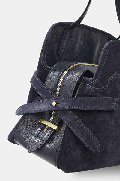 NAVY BLUE SUEDE BAG 5