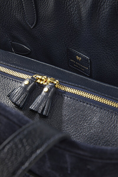Women Blue Anya Hındmarch Navy Suede Bag