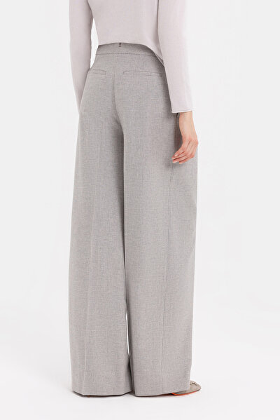 WHITE CHECK WIDE LEG TROUSERS 3