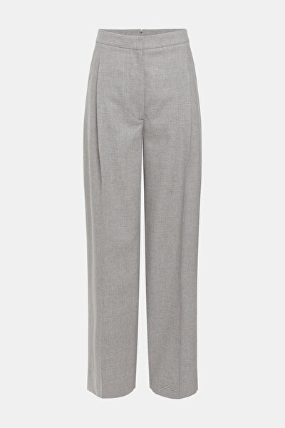 WHITE CHECK WIDE LEG TROUSERS 4